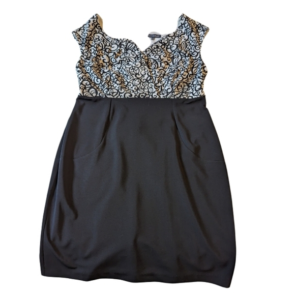 Addition Elle sz20W stretch white w/ black pencil skirt cap sleeve dress VGUC - Picture 7 of 7